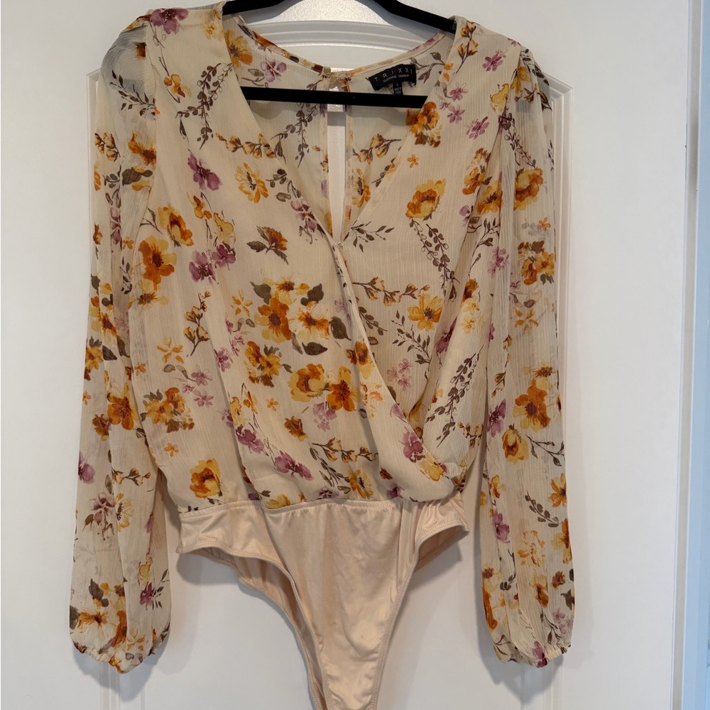 Francesca's Cream Floral Bodysuit